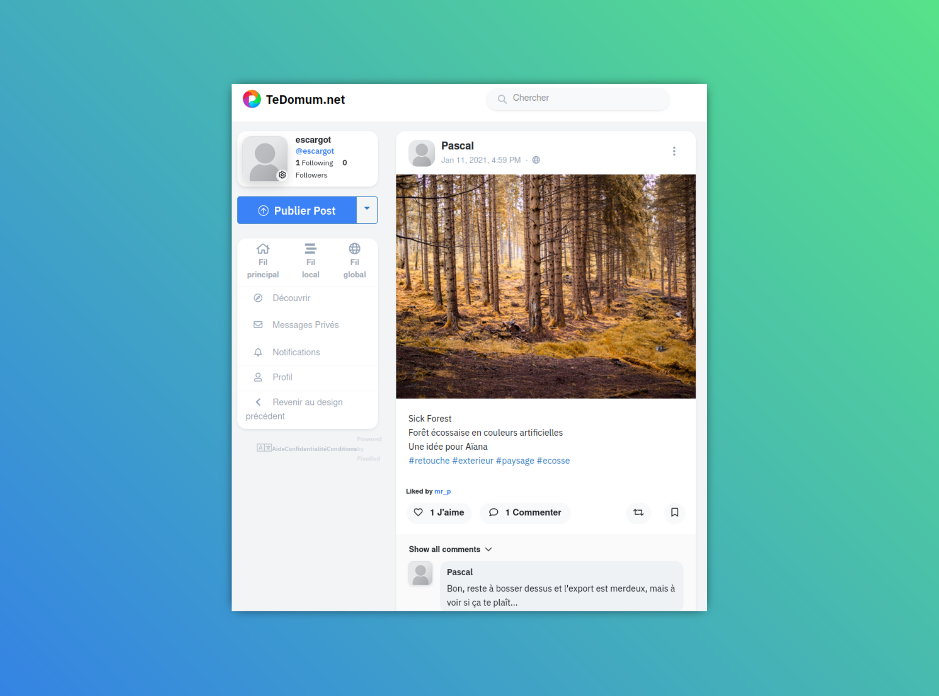 Un post mastodon