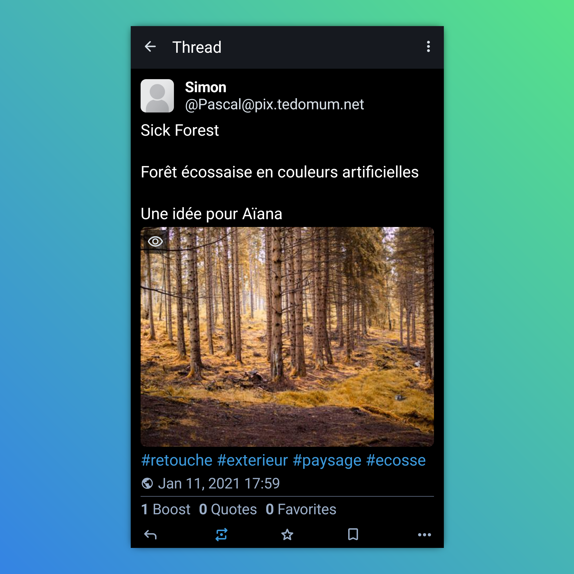 Un post mastodon