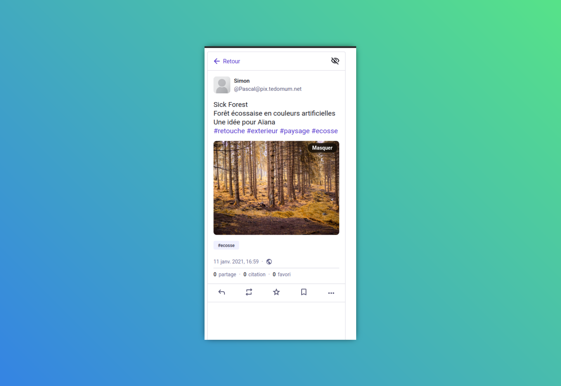 Un post mastodon